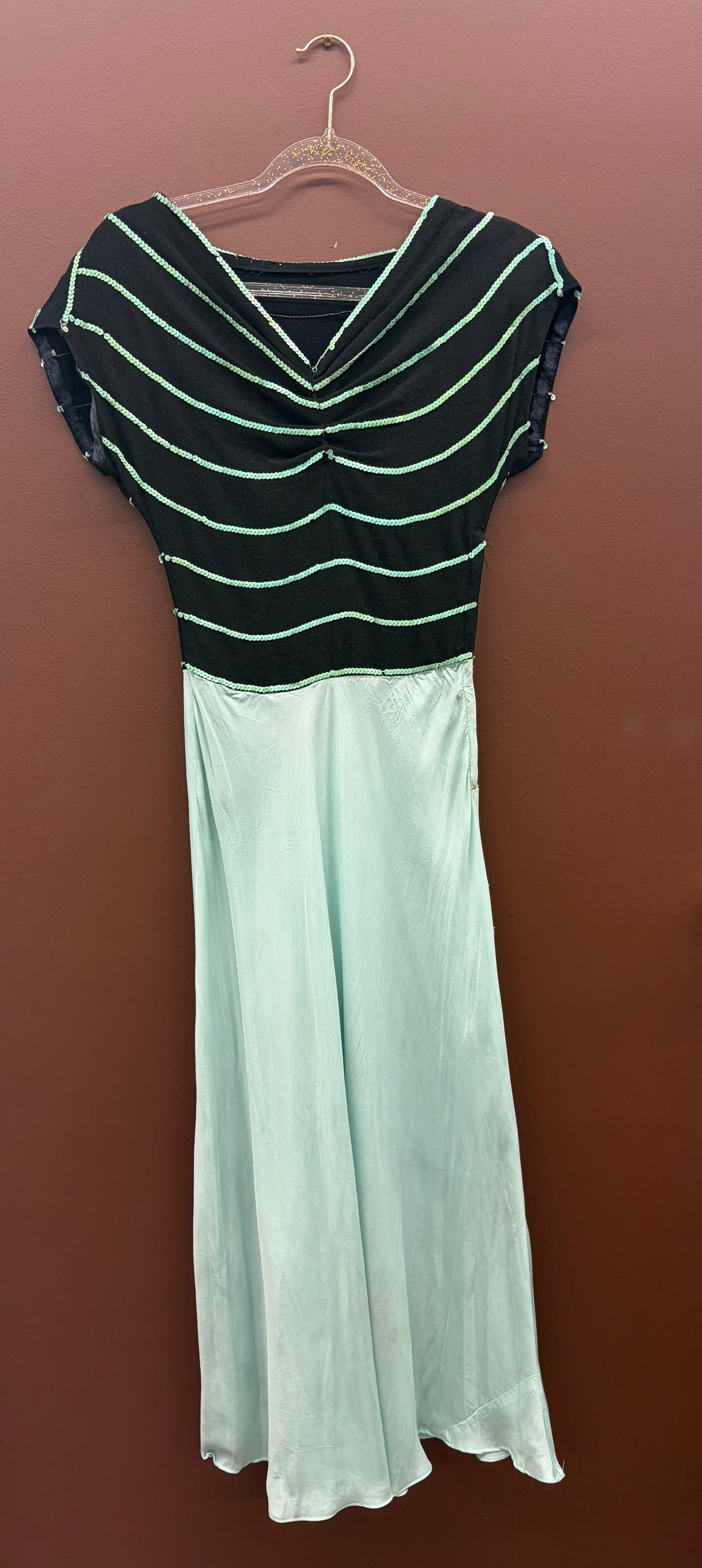 Vintage Mint Green & Black Dress