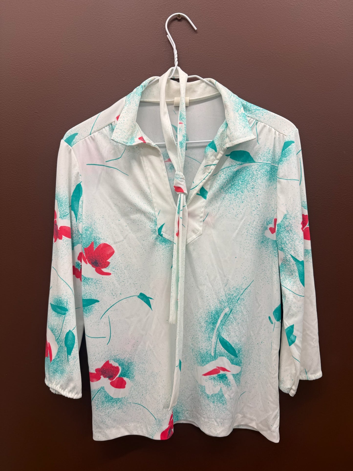 Flower Motif Blouse with Matching Tie