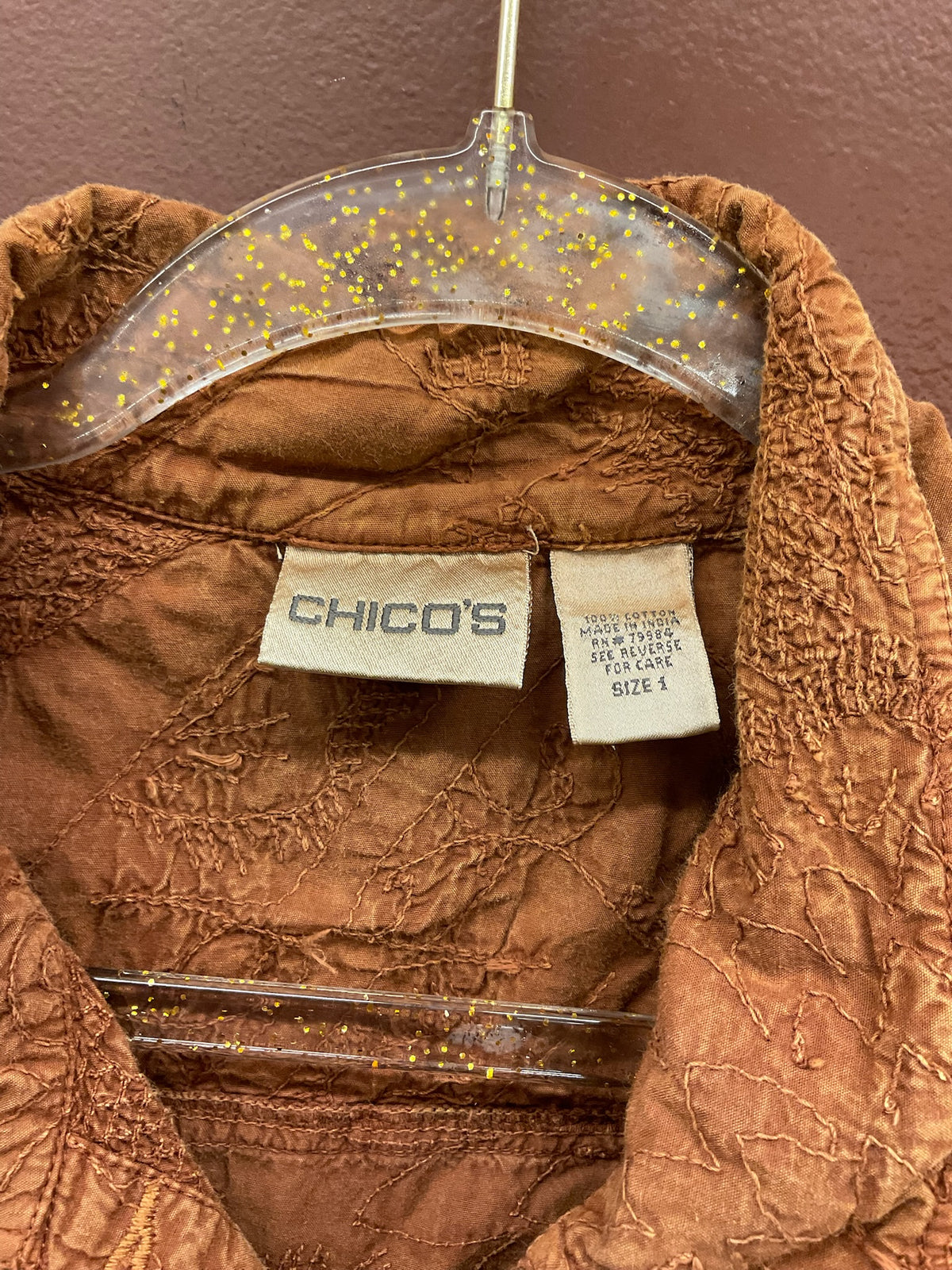 Brown Crinkle Fall Blouse