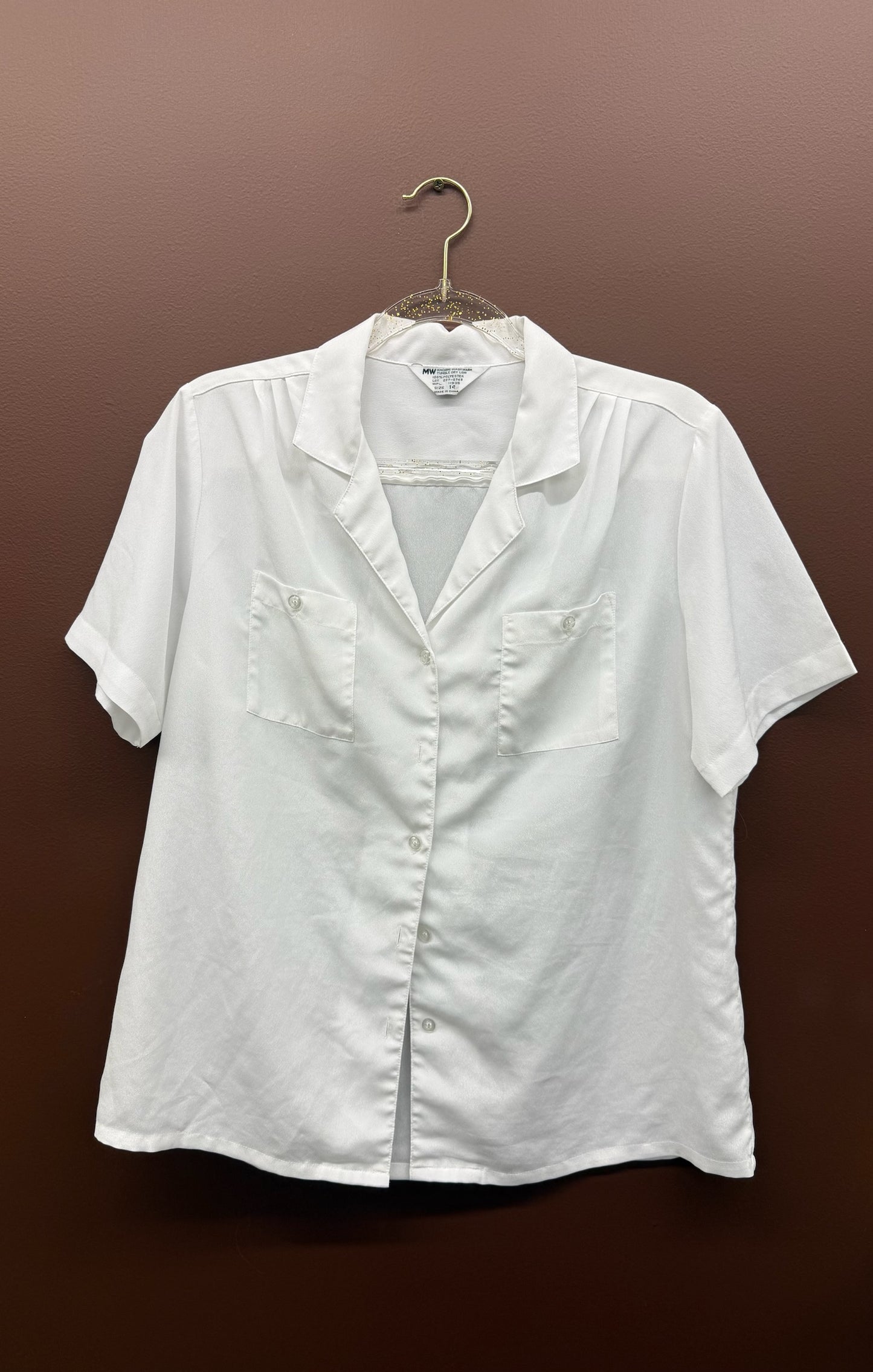 White Pocket Short Sleeve Button Up