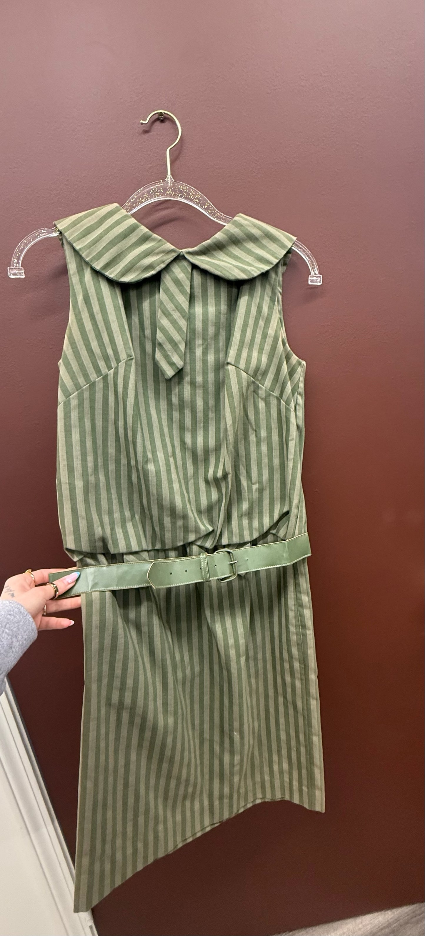Vintage Green Stripe Summer Dress