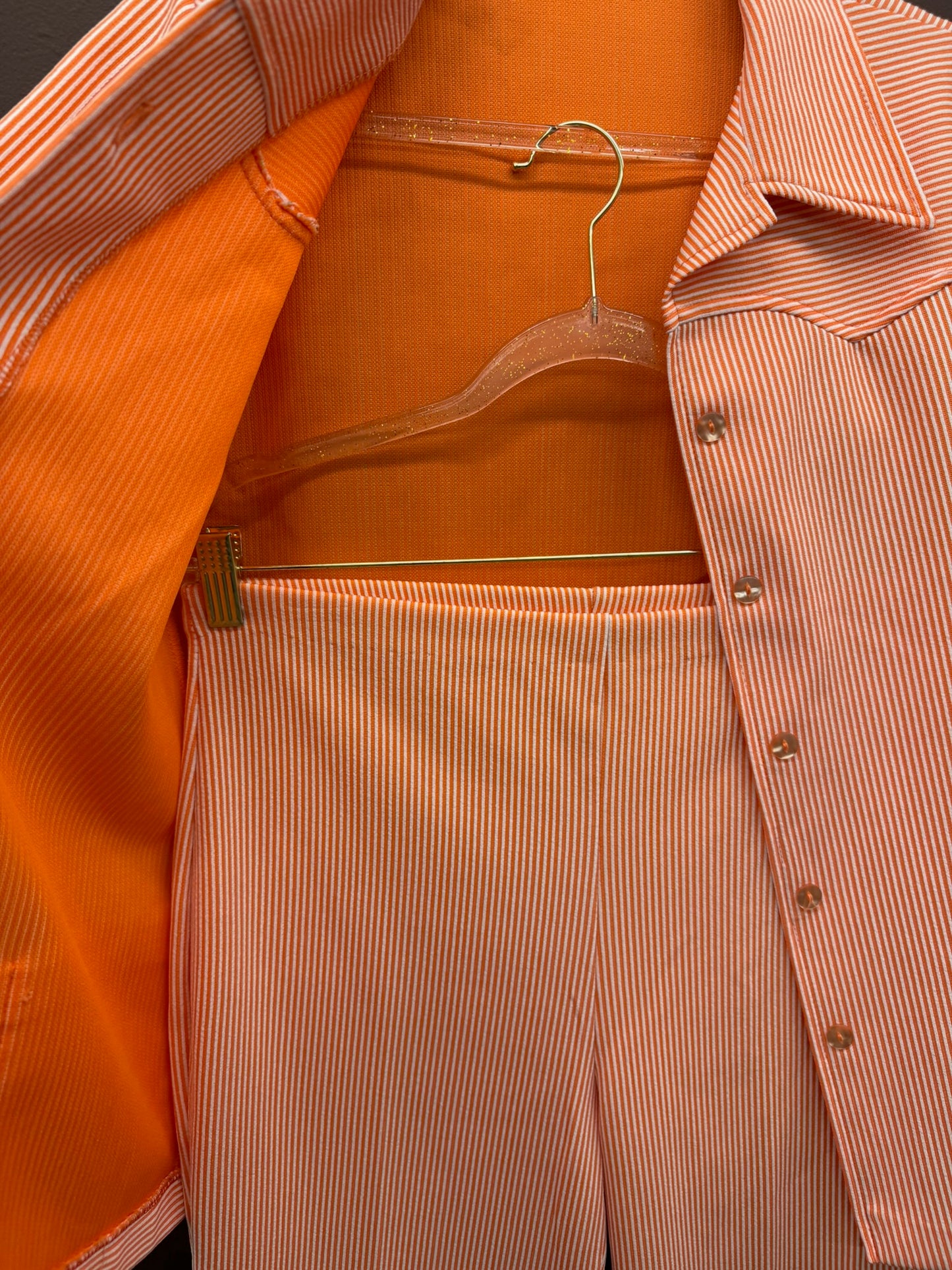 70’s Orange Striped 2 Piece Set