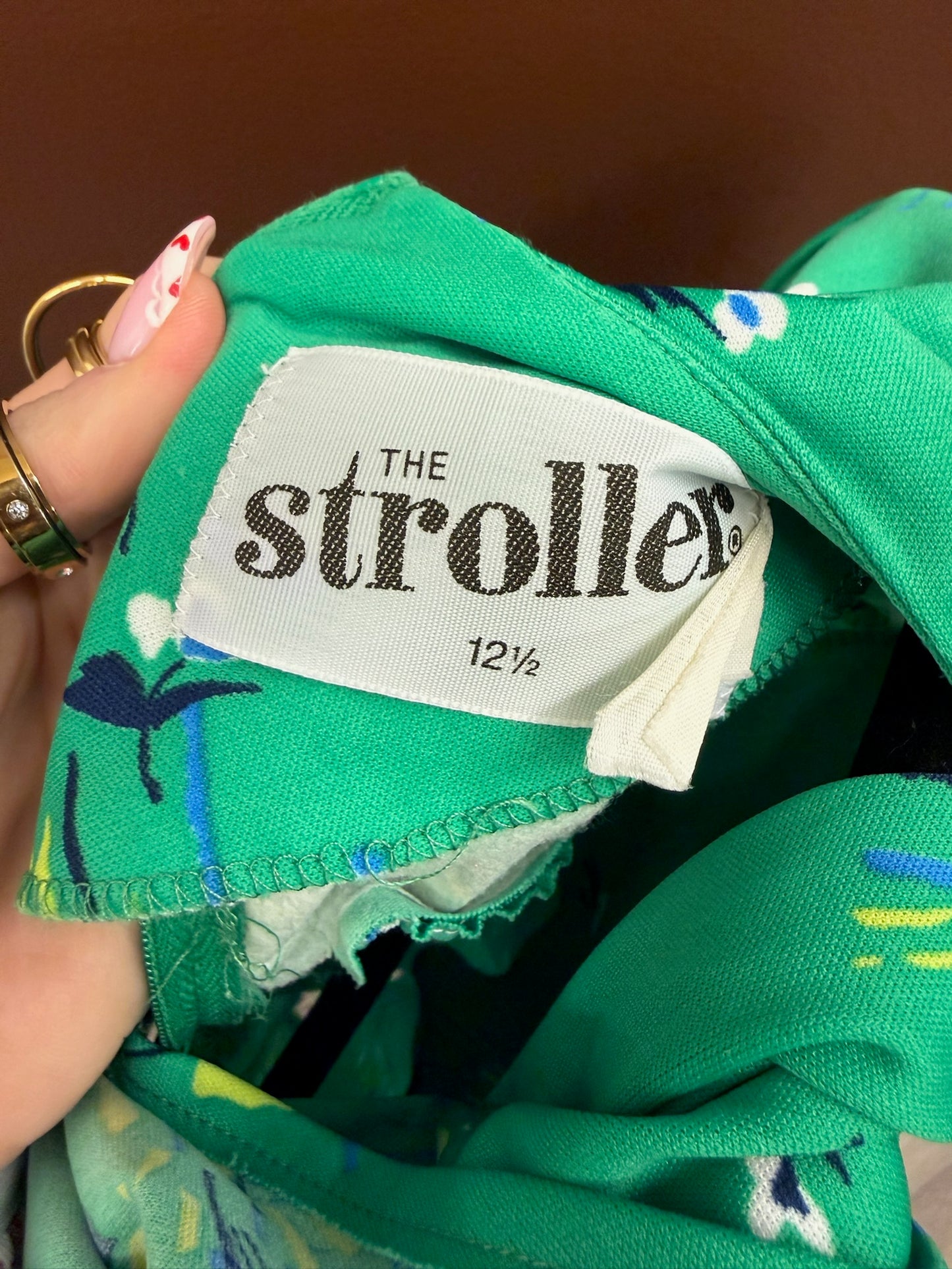 Green Floral Dress w/ Neck Scarf