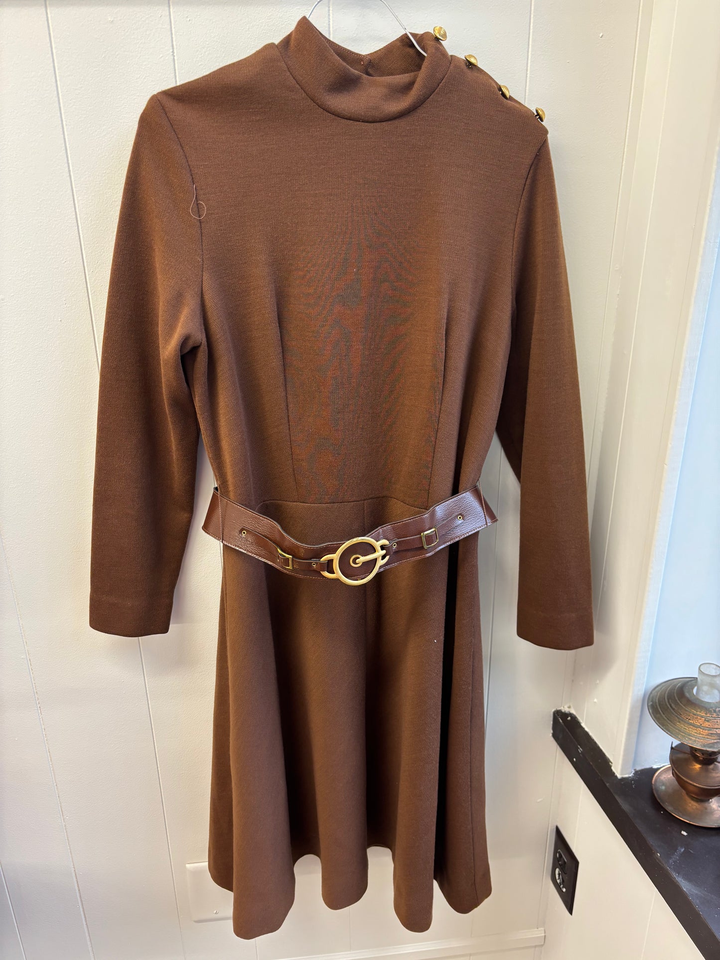 70s Brown Dress with Matching Belt