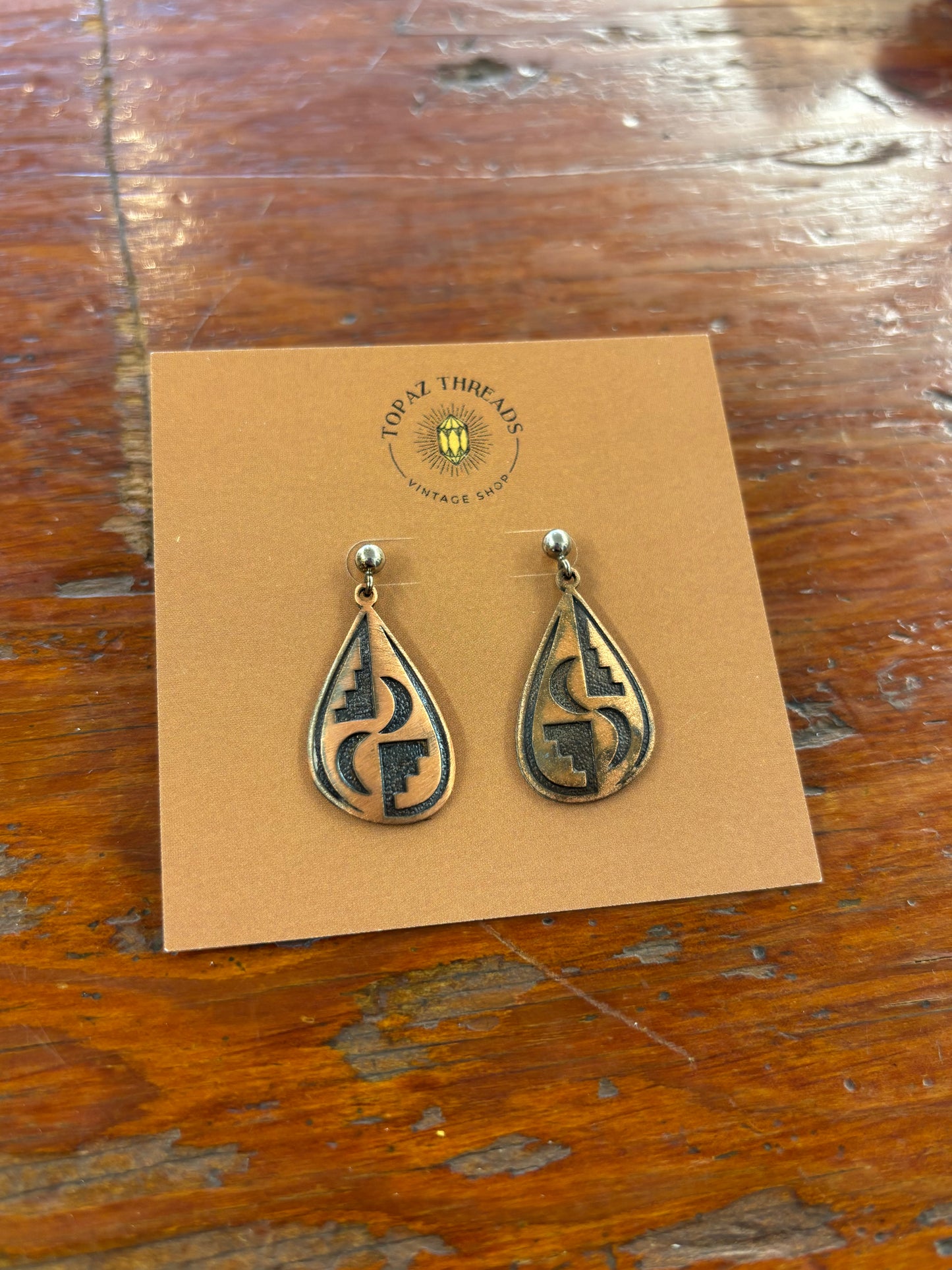 80s Copper Dangle Earrings