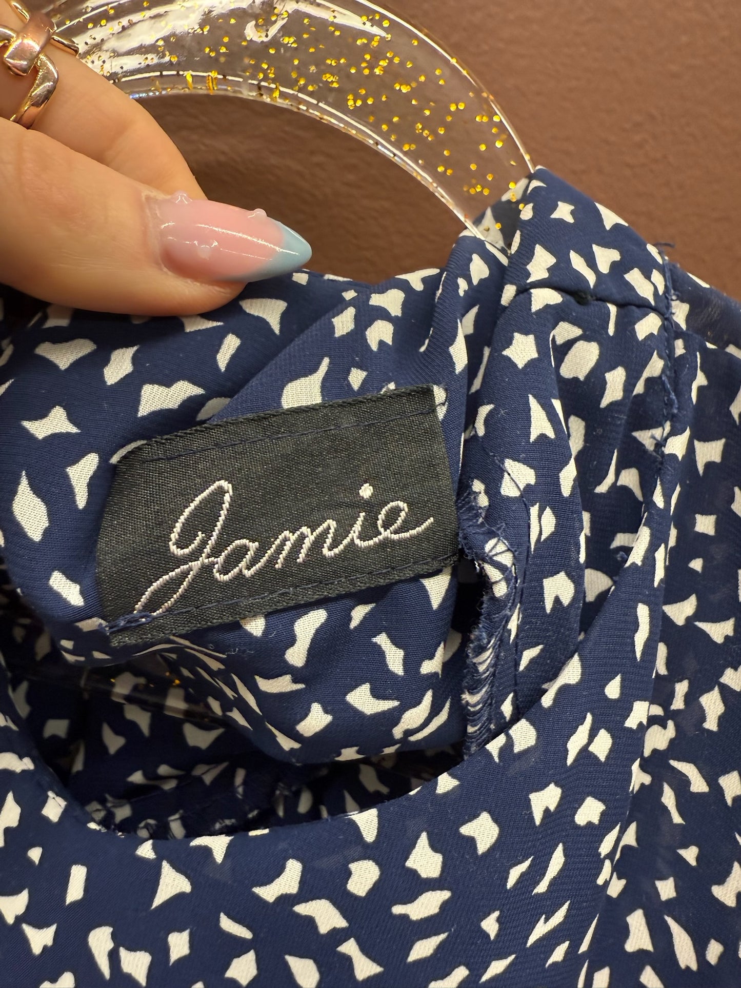 Navy Print Vintage Dress