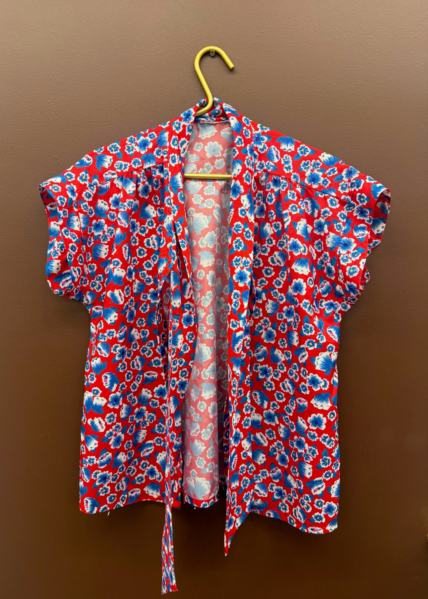 Red & Blue Floral Top
