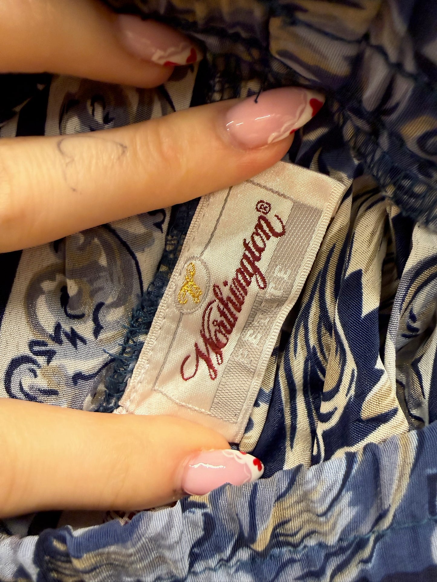 Blue Scroll Print Skirt