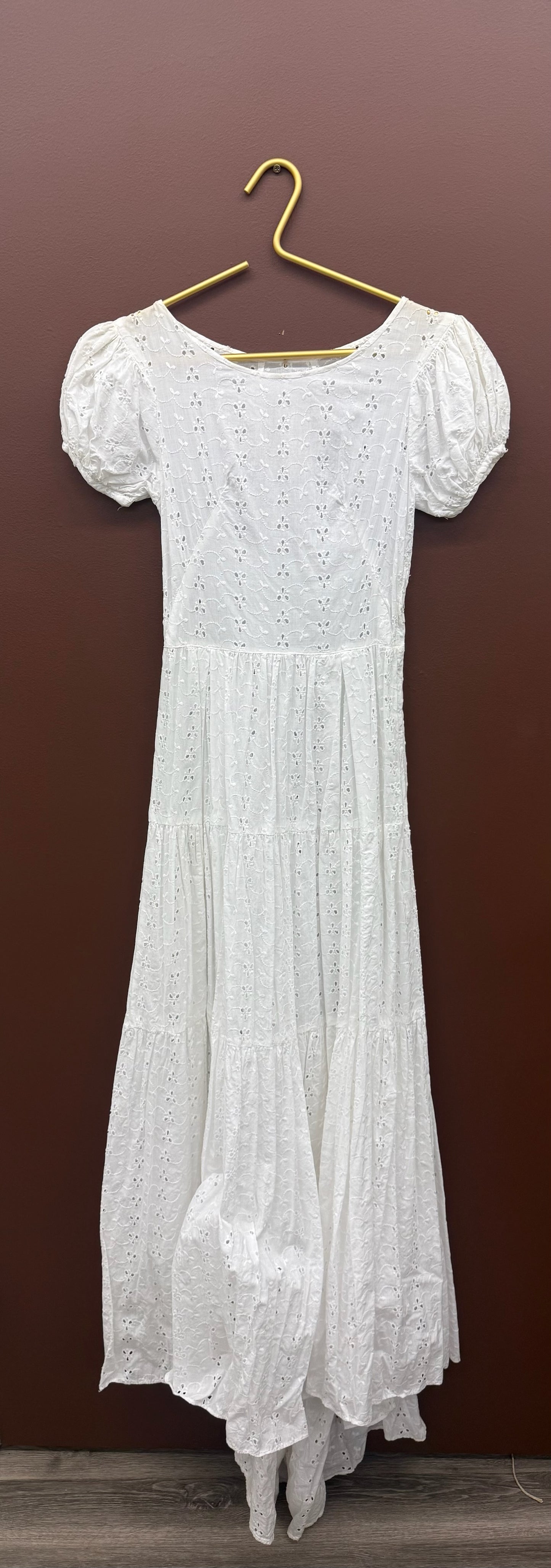 Vintage White Cotton Eyelet Dress