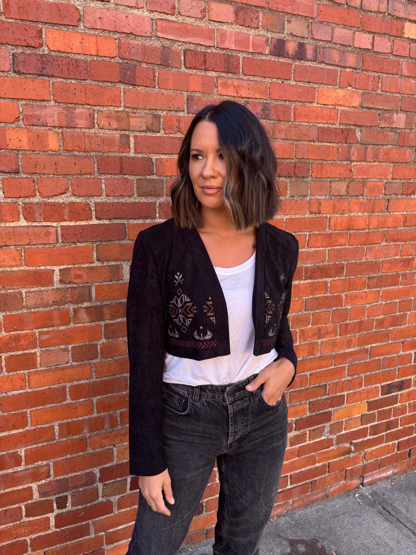 Embroidered Crop Jacket