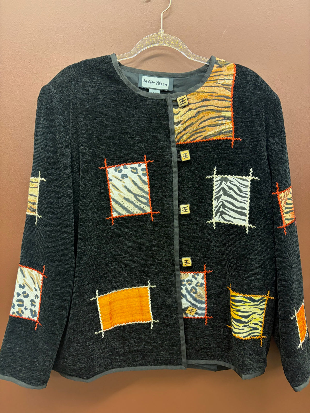 Vintage Indigo Moon Animal Patchwork Blazer