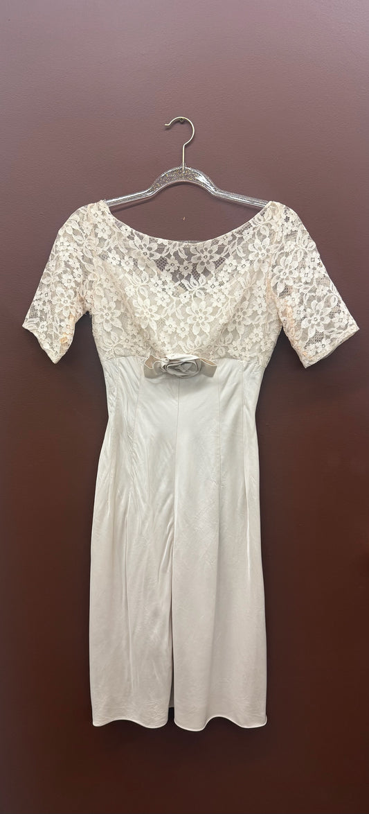 Rosette Tan Lace Vintage Dress