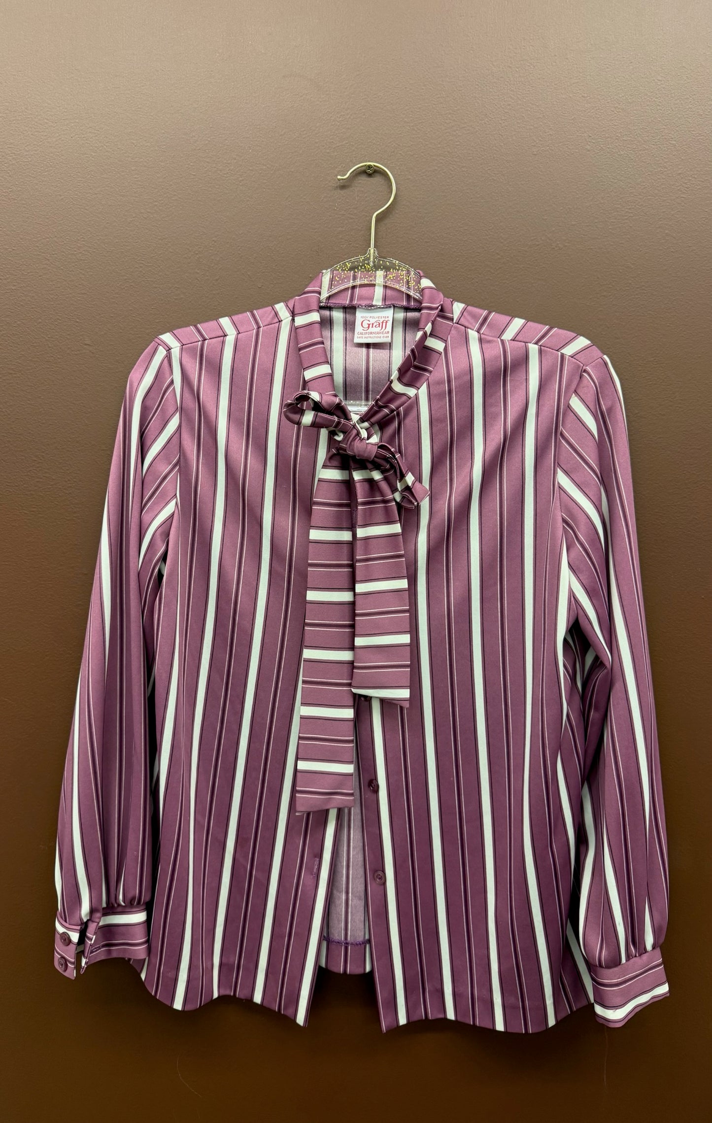 Mauve Striped Scarf Blouse