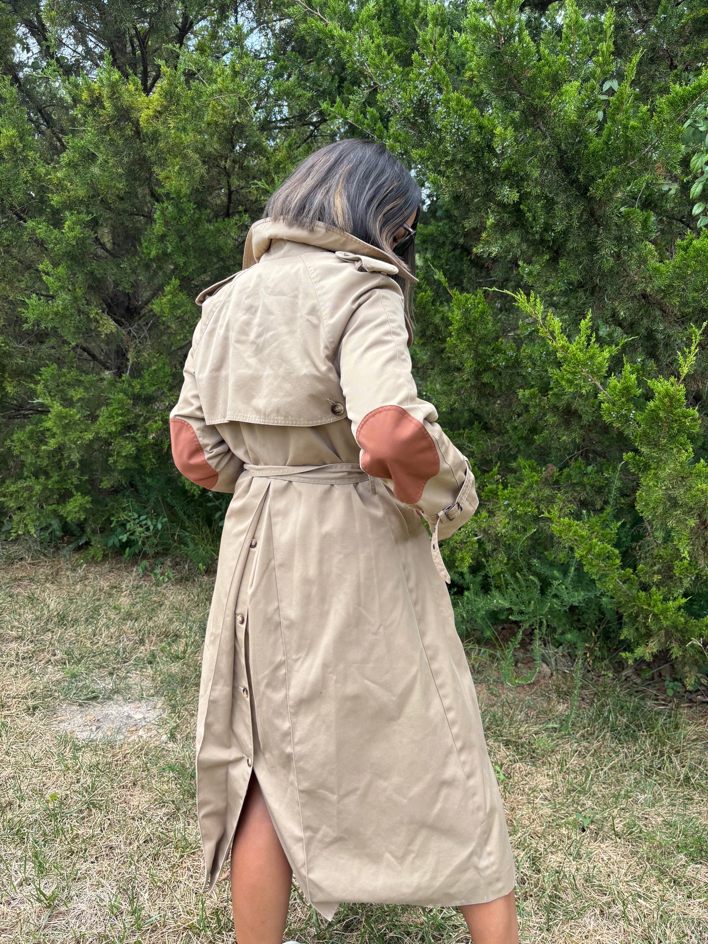 Vintage Tan Trench Coat with Plaid Lining