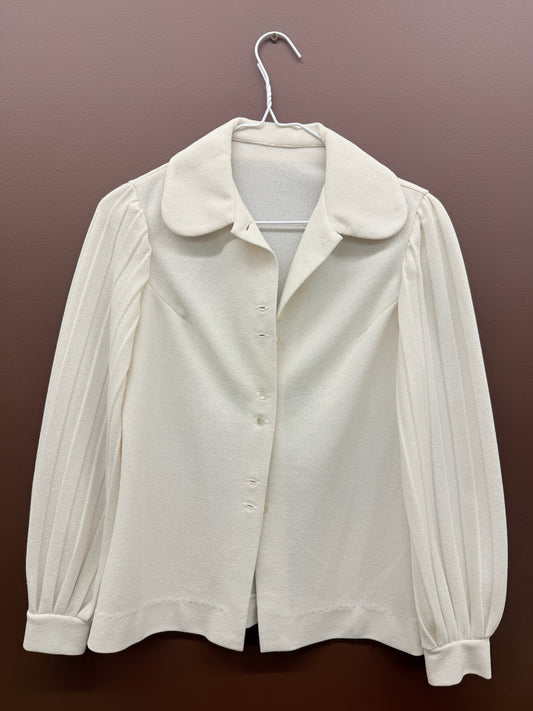 Cream Sheer Sleeve Blouse