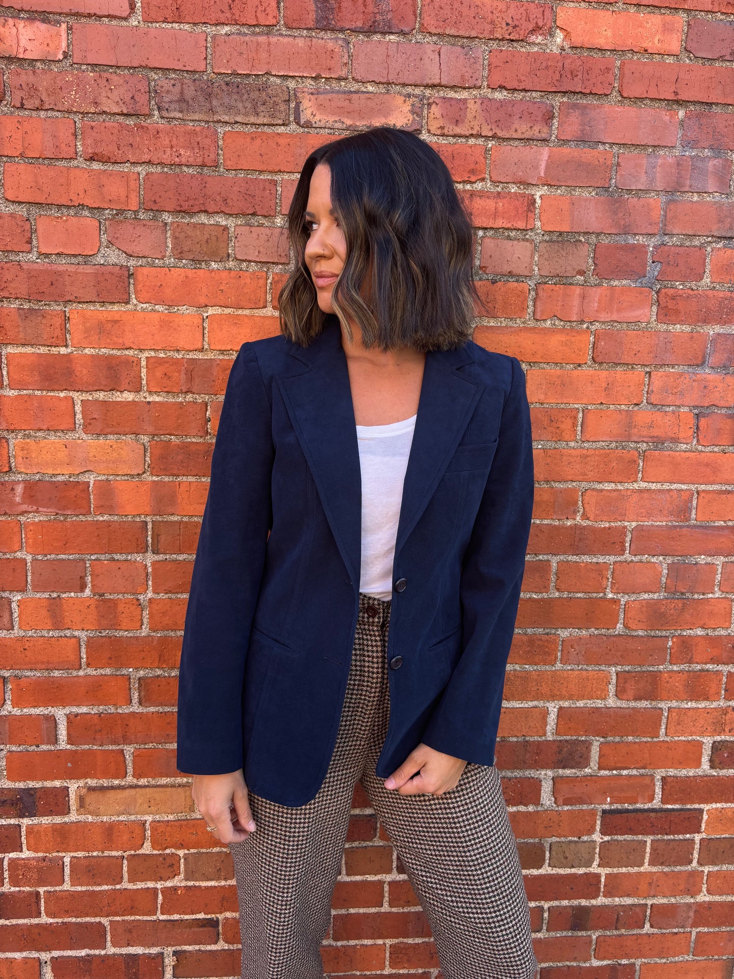 Navy Suede Blazer
