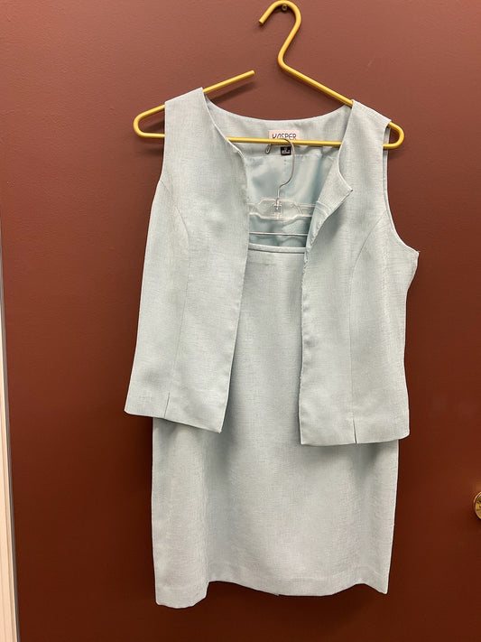Vintage Baby Blue Vest and Skirt Set