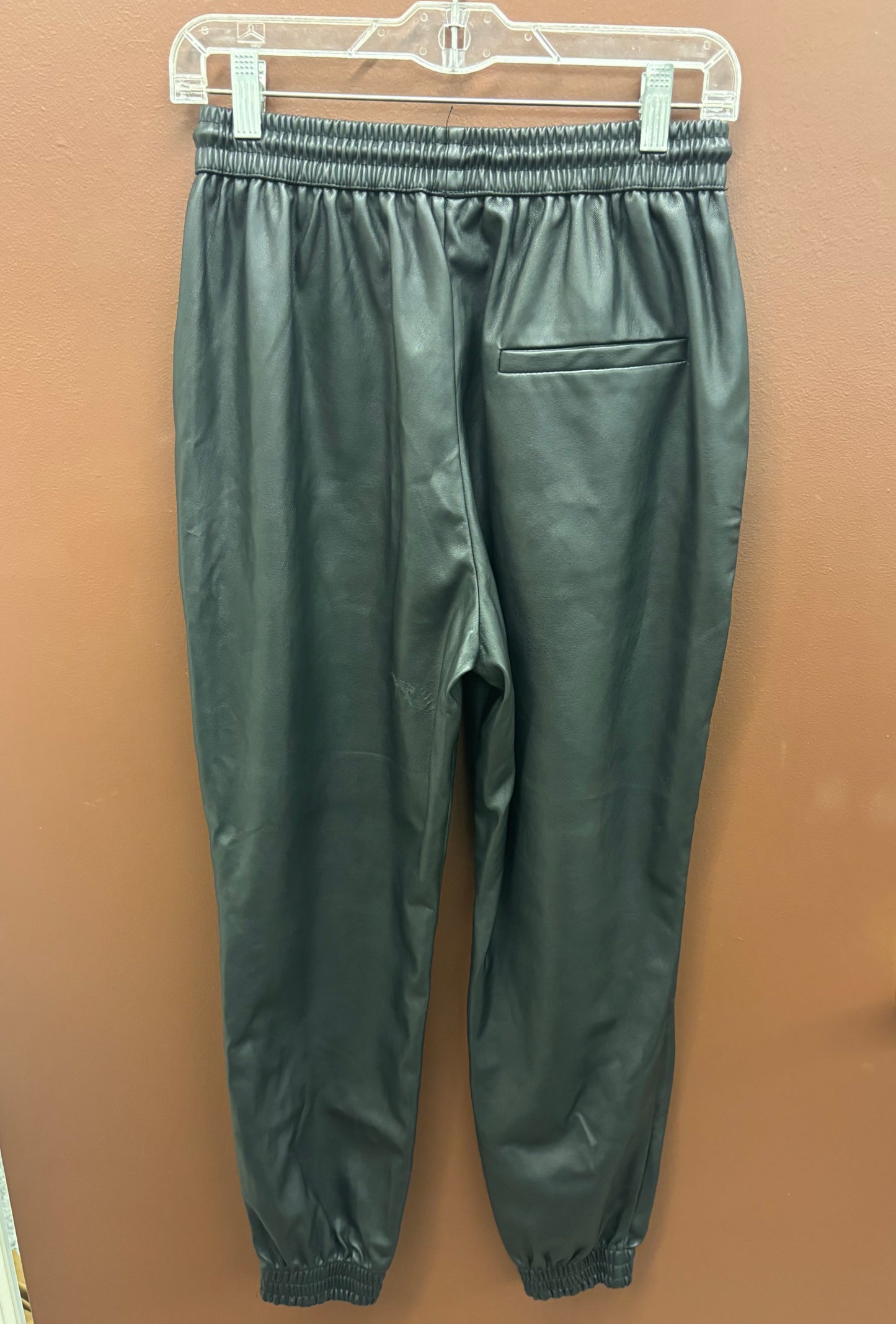 Black Faux Leather Joggers