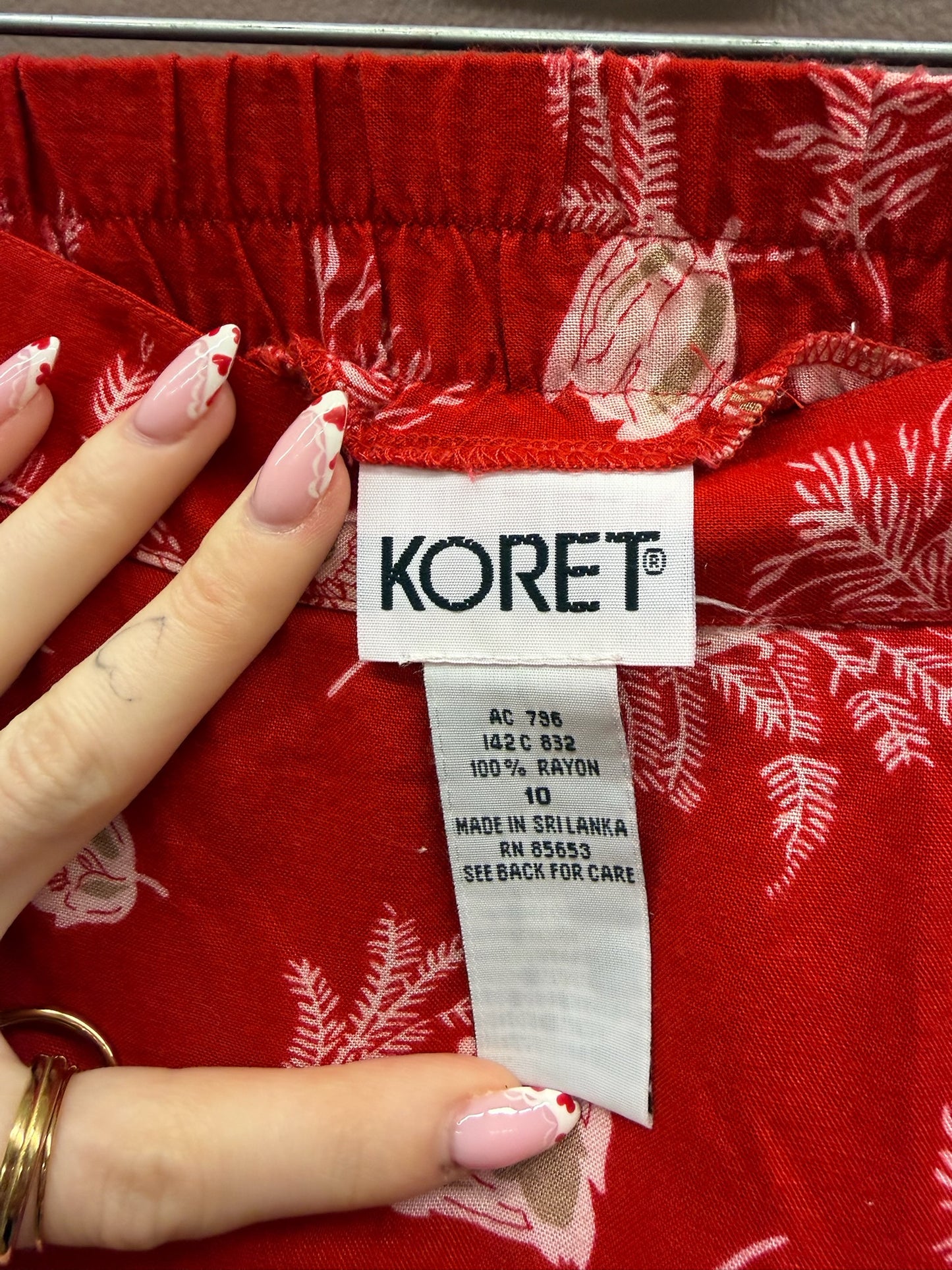 90’s Red Floral Skirt