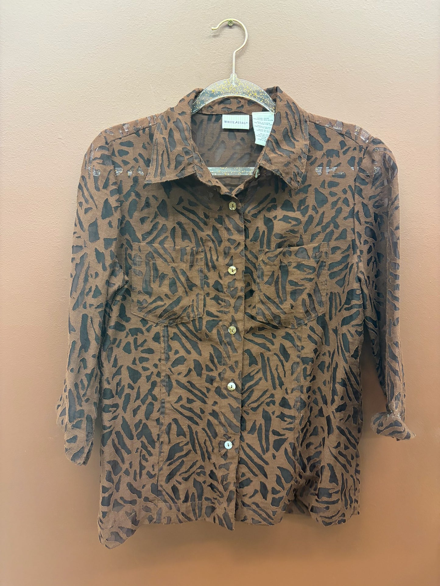 Brown Leopard Button Up