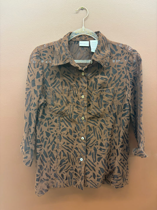 Brown Leopard Button Up