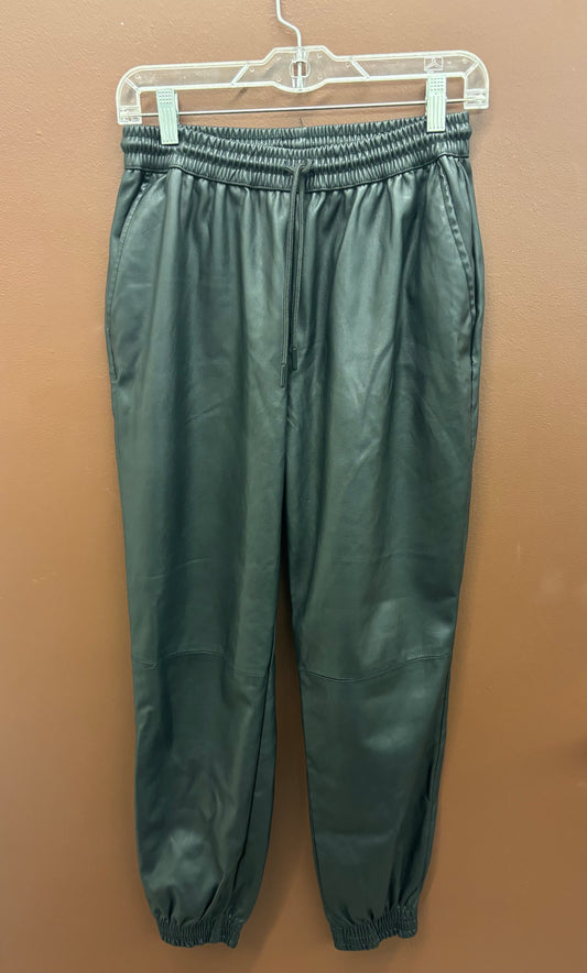 Black Faux Leather Joggers