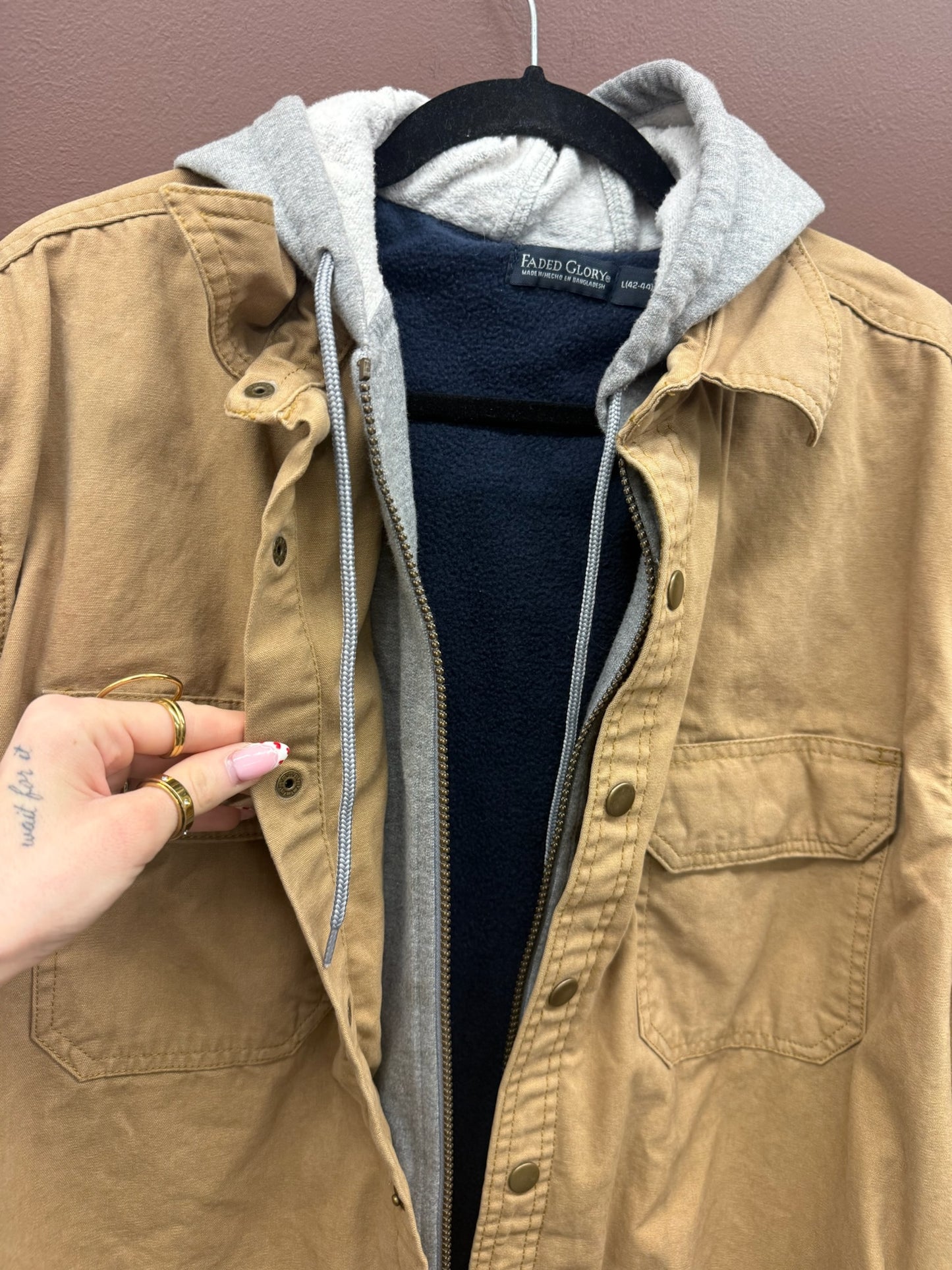 Tan Canvas Coat with Hood