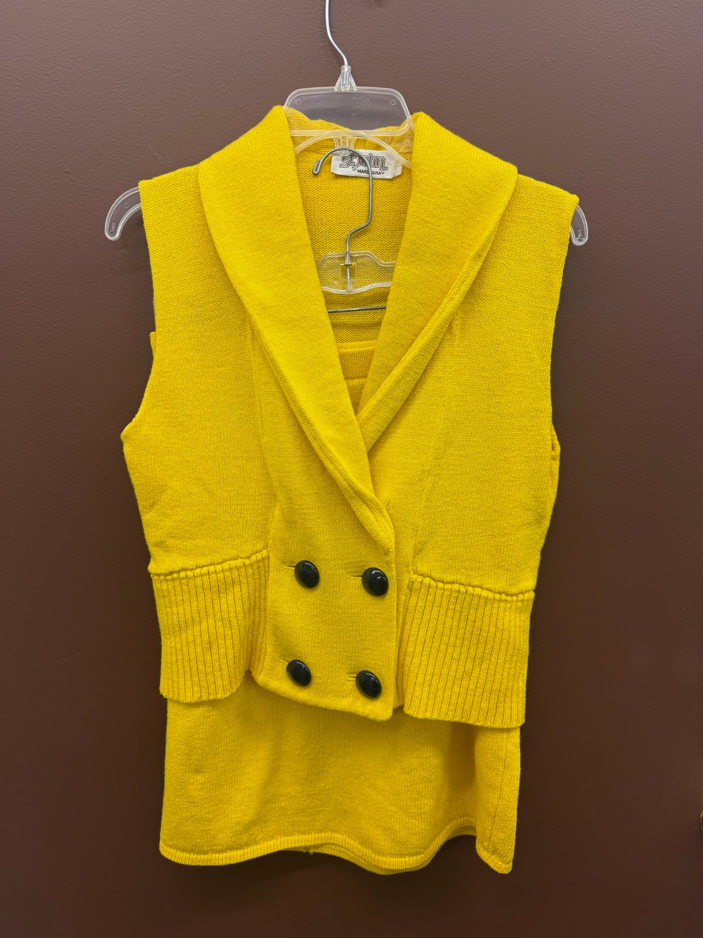 1970’s Canary Knit Vest & Skirt Set