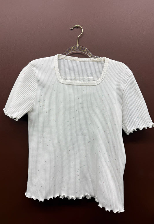 Color Flecked White Top