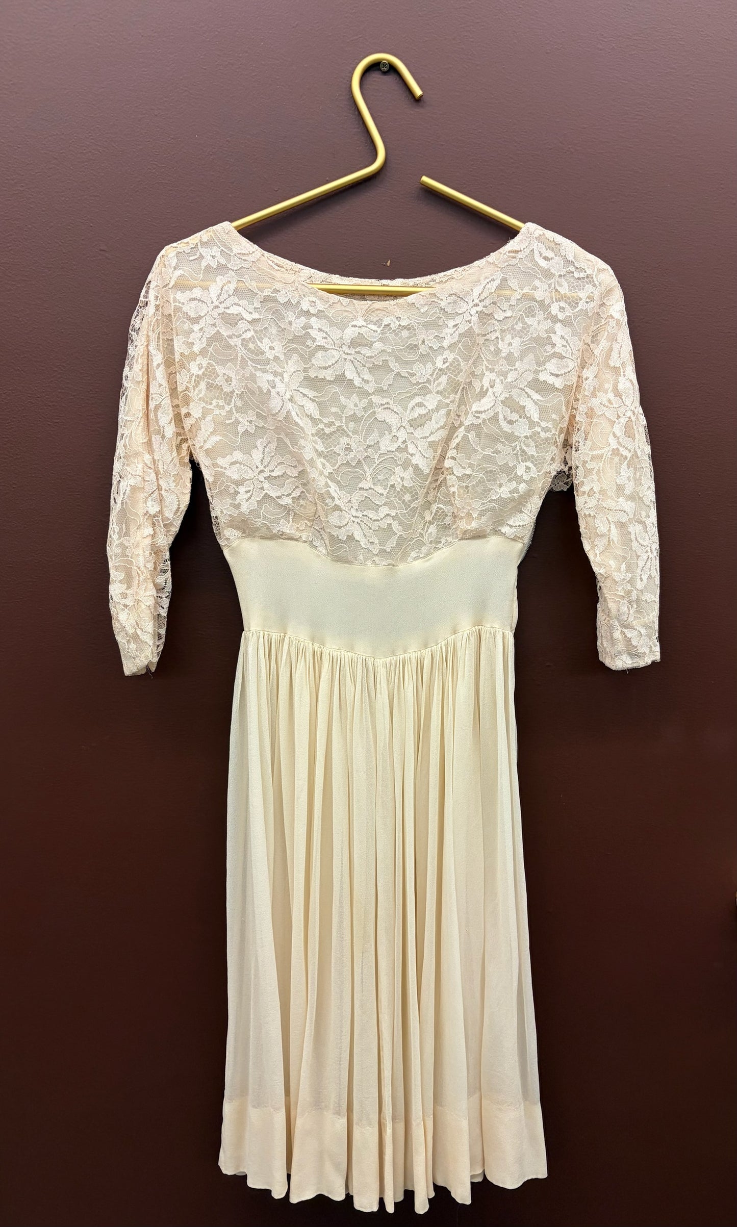 3/4 Lace Sleeve Ivory Dress