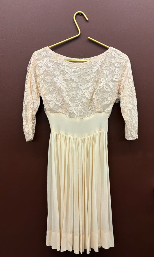 3/4 Lace Sleeve Ivory Dress