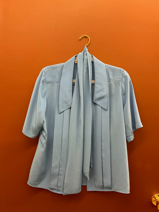 Robin’s Egg Blouse with Neck Tie