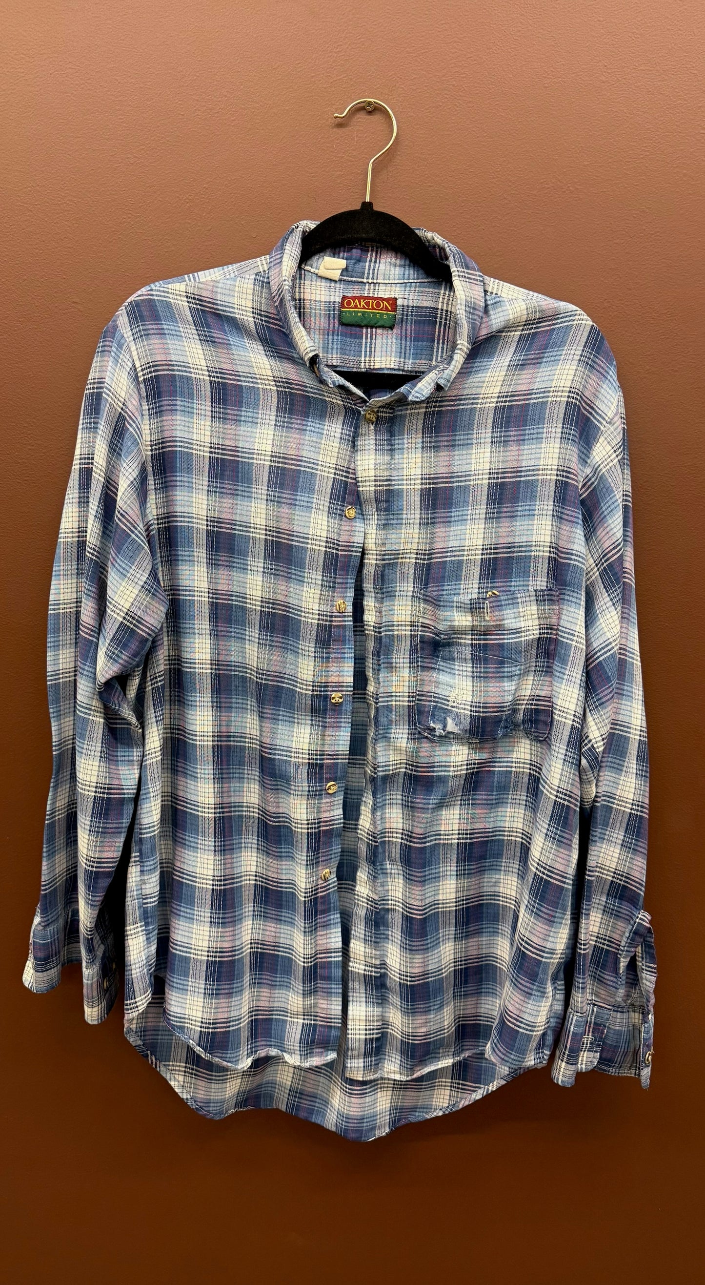 Distressed Blue Plaid