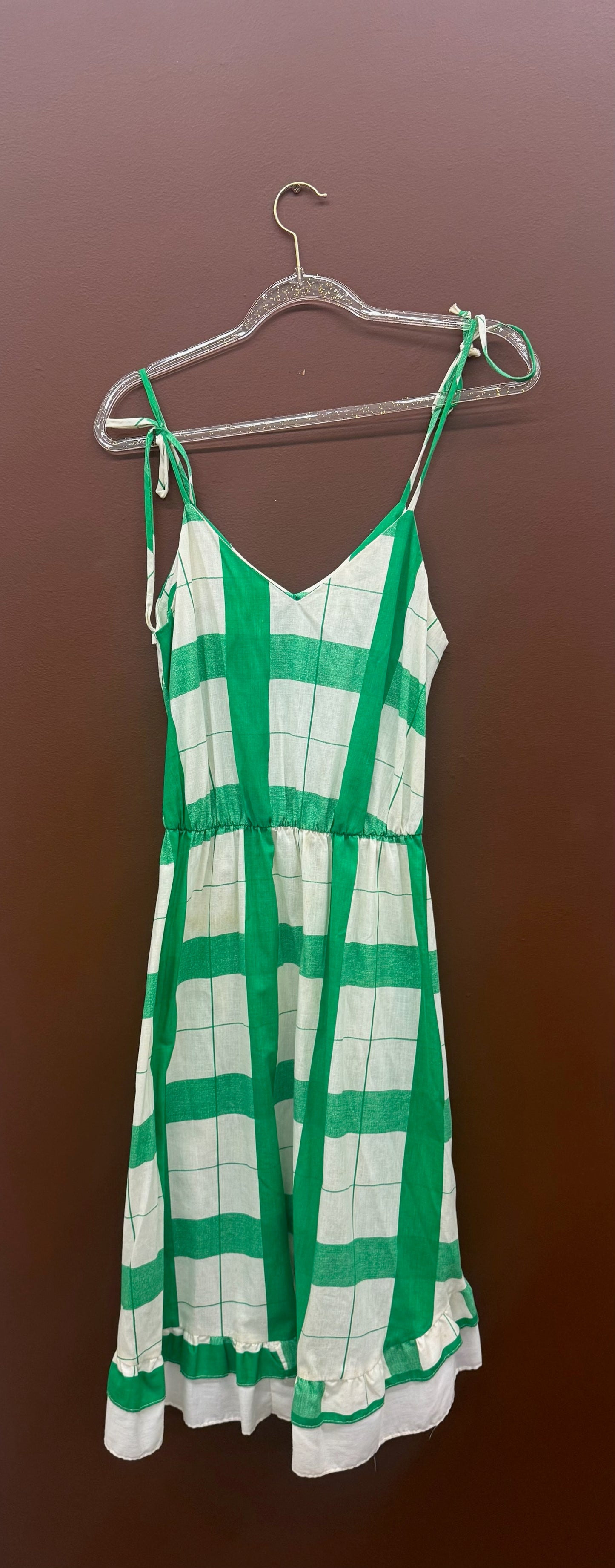 70’s Green Checkered Sun Dress