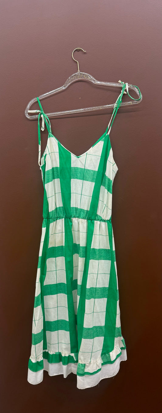 70’s Green Checkered Sun Dress