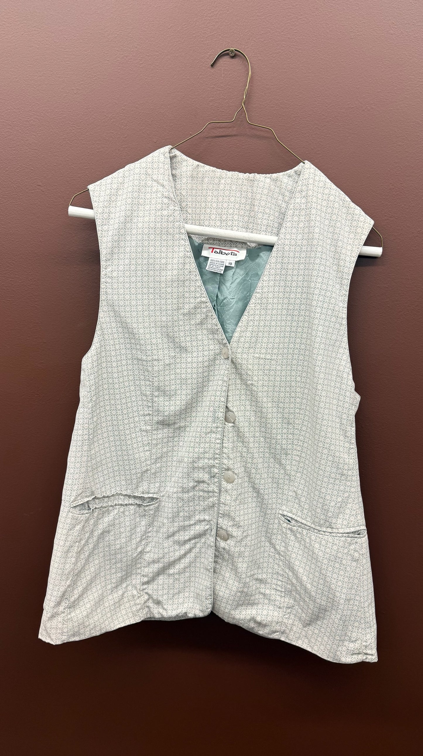 Blue Pattern Silk Blouse