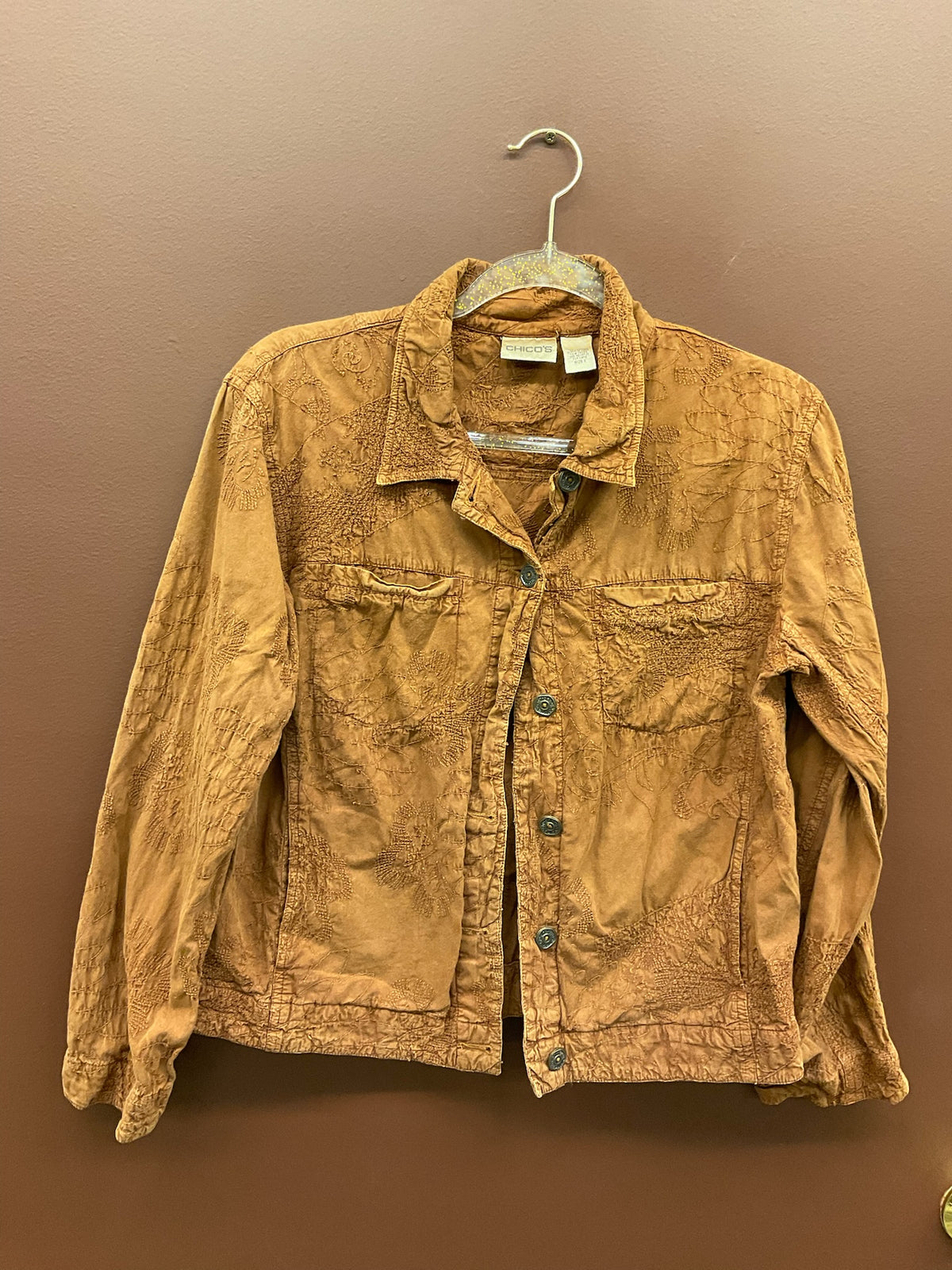 Brown Crinkle Fall Blouse