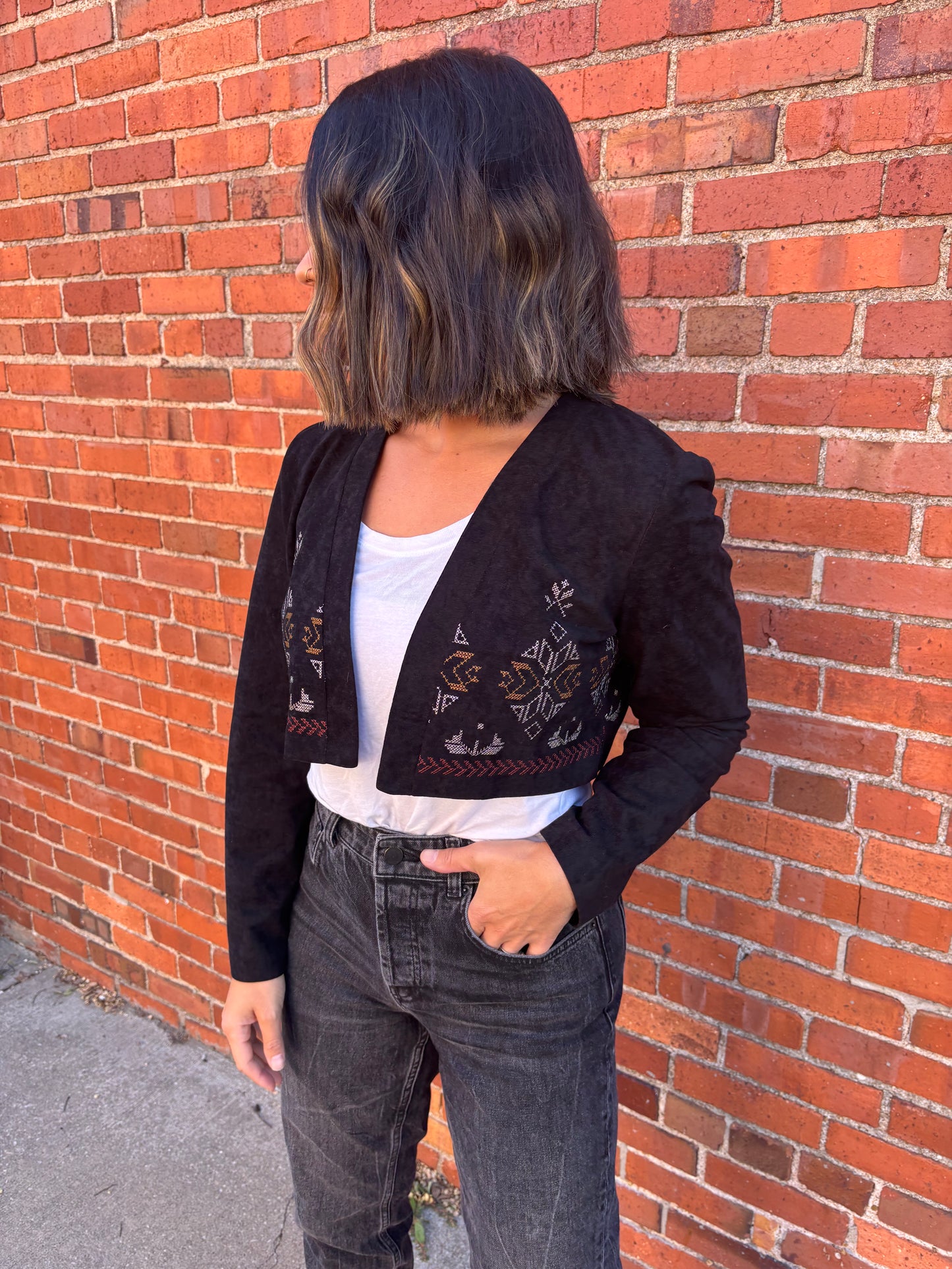 Embroidered Crop Jacket