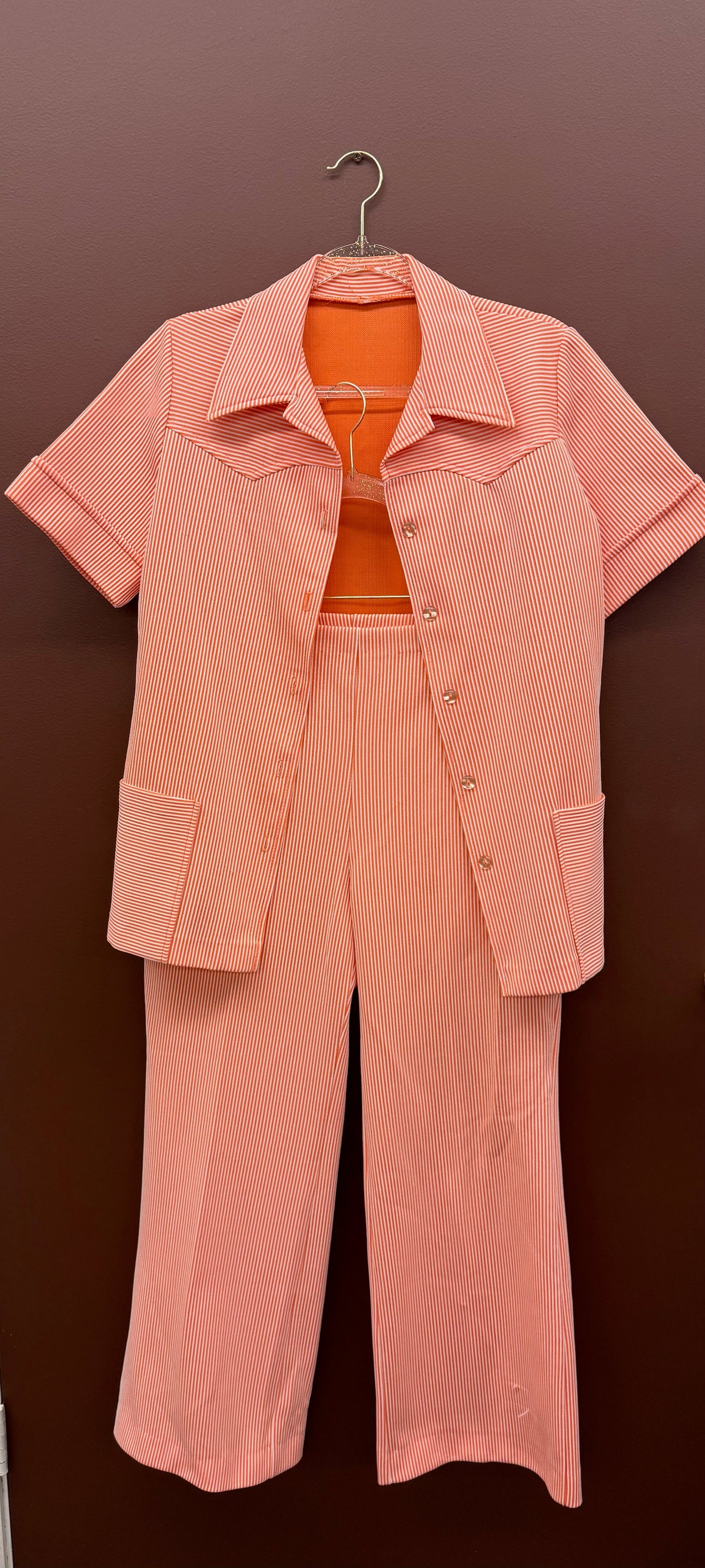 70’s Orange Striped 2 Piece Set