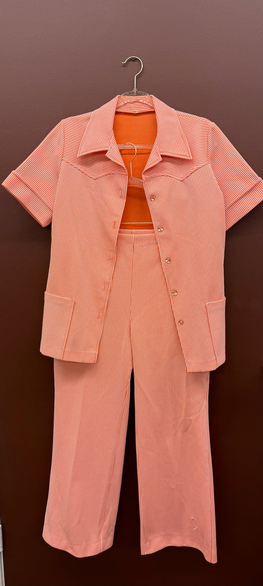 70’s Orange Striped 2 Piece Set