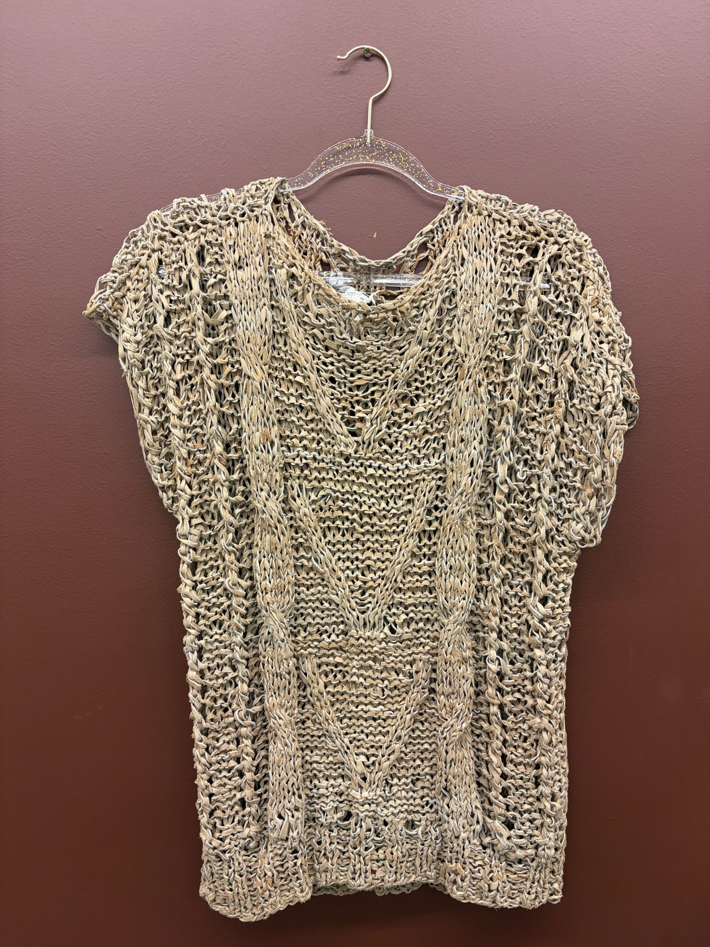 Leather Cord Woven Tunic Top