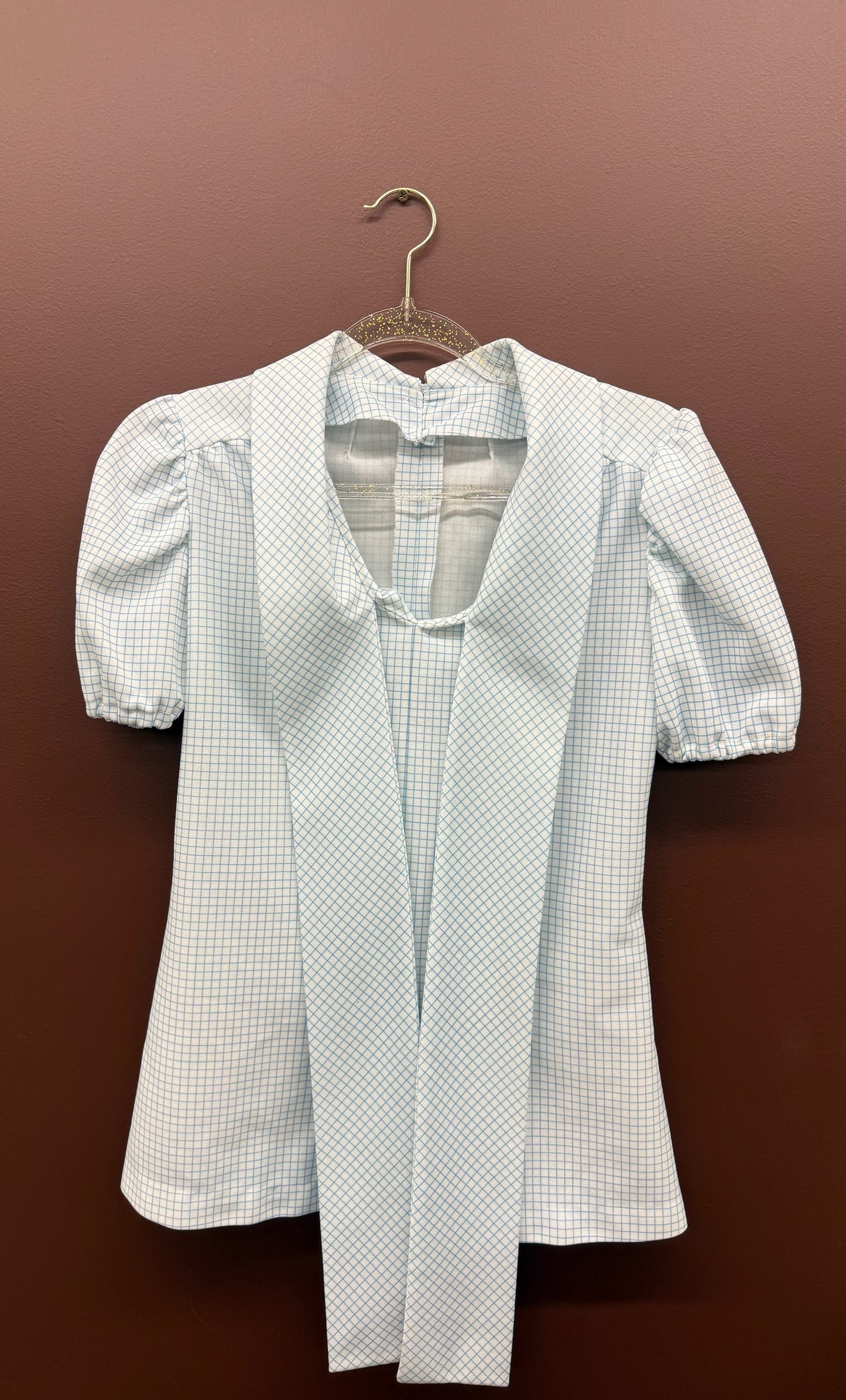 Checkered Puff Sleeve Top