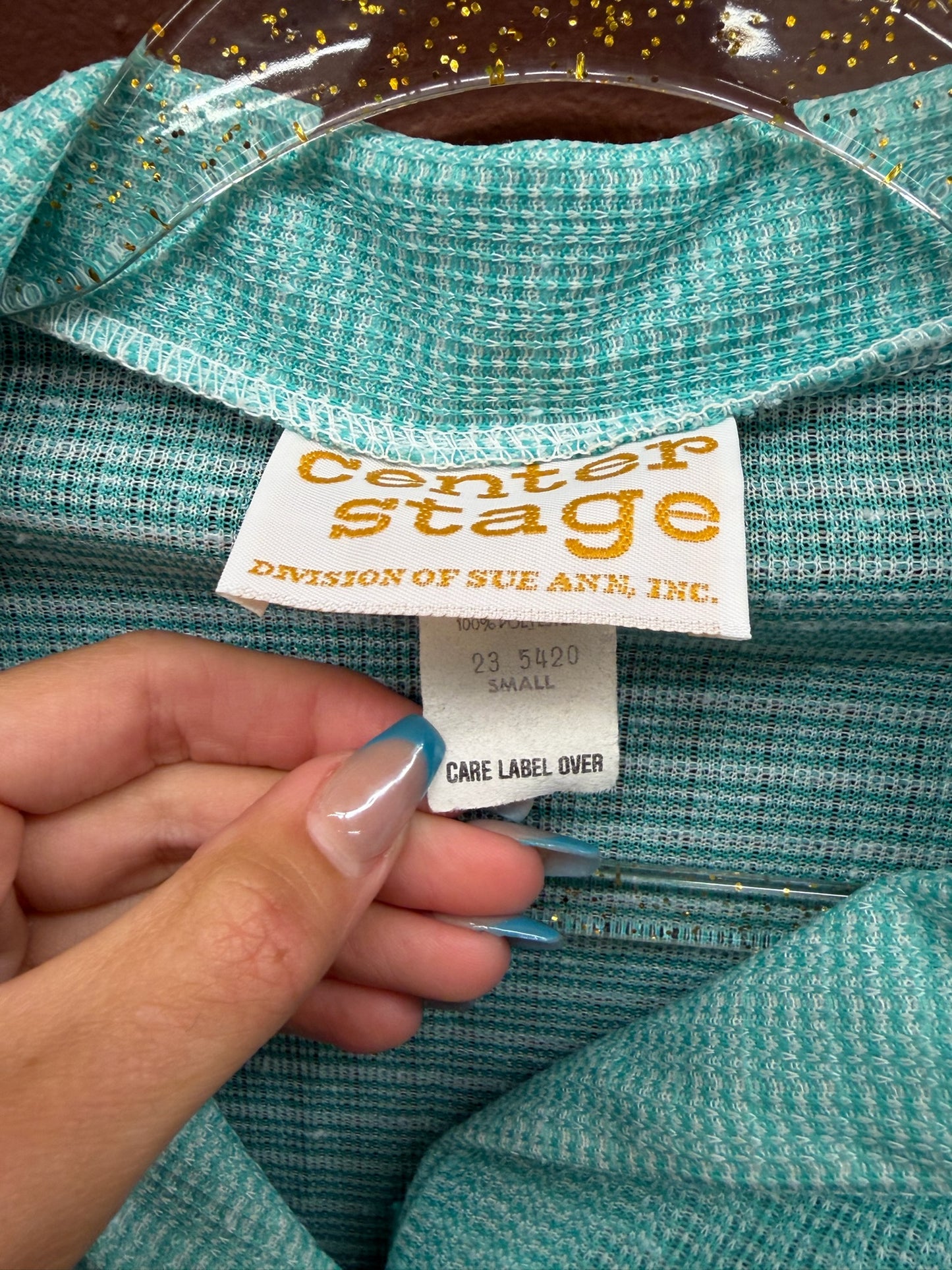 Turquoise Flecked 70’s Blouse