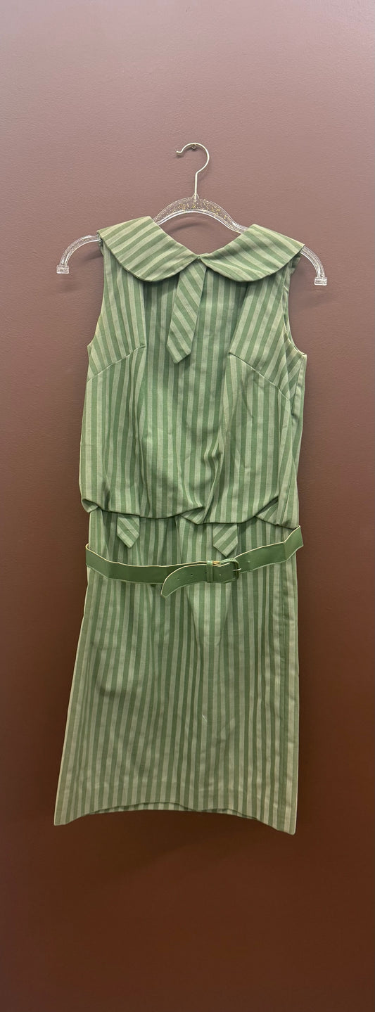 Vintage Green Stripe Summer Dress