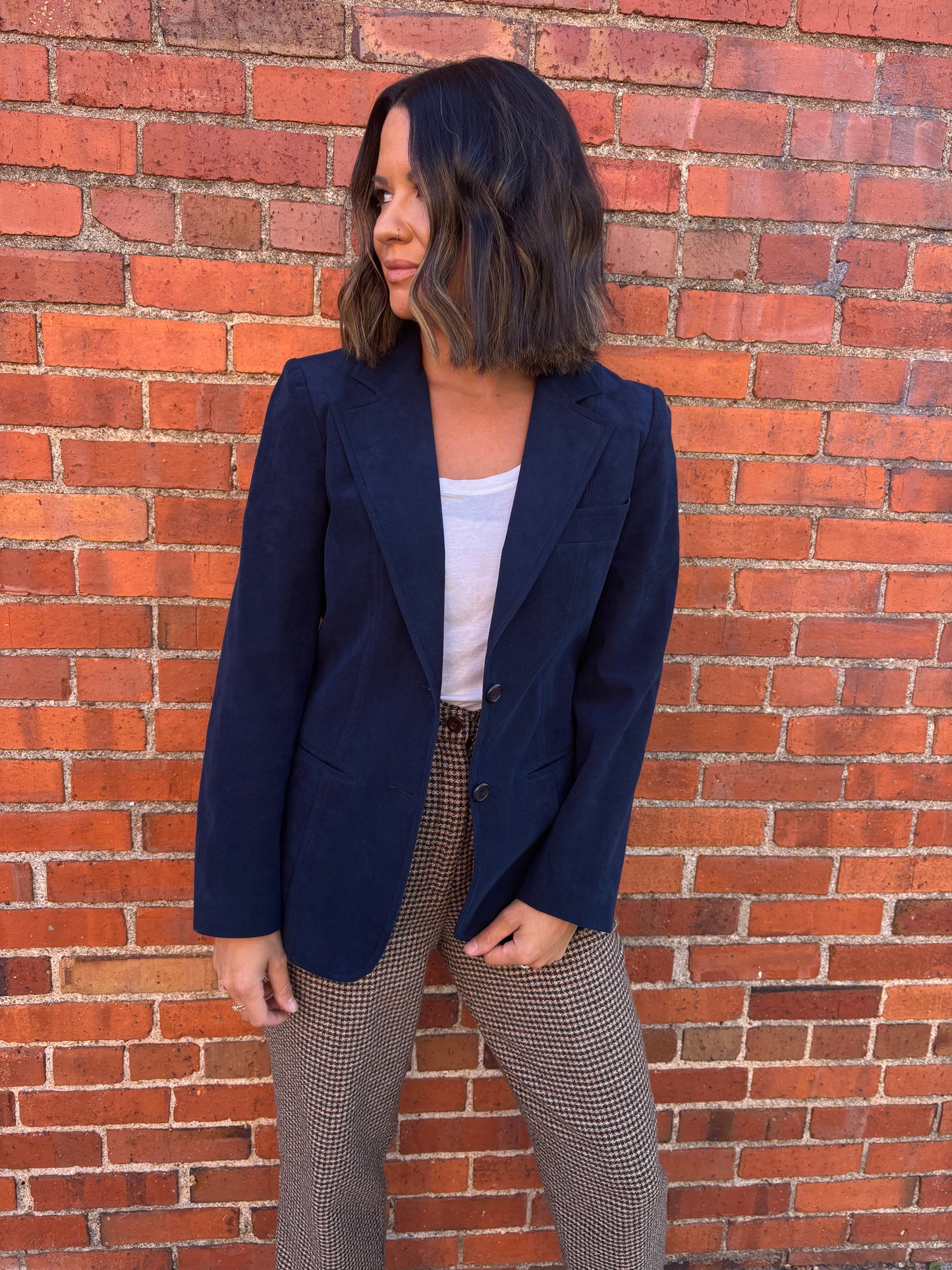 Navy Suede Blazer