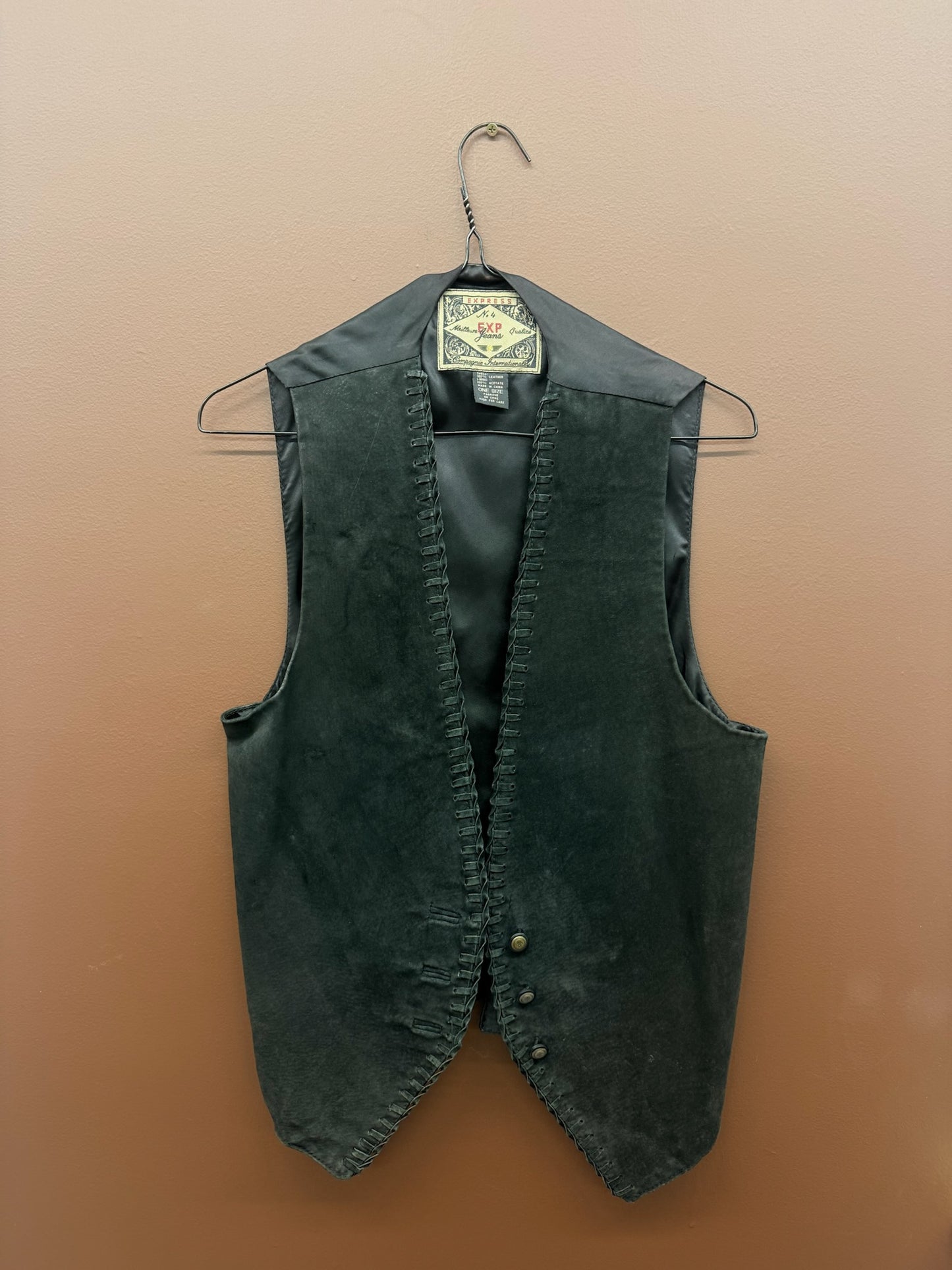 Black Suede Leather Vest