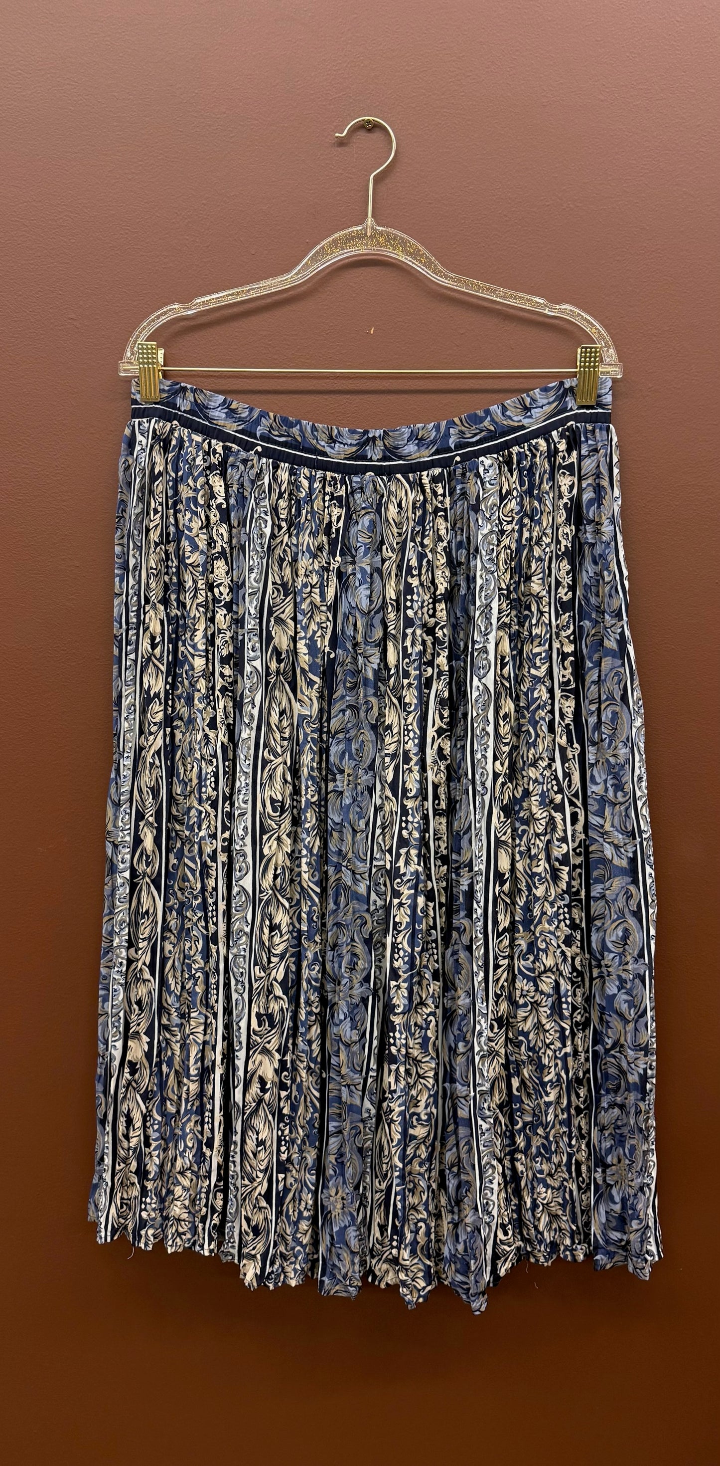 Blue Scroll Print Skirt
