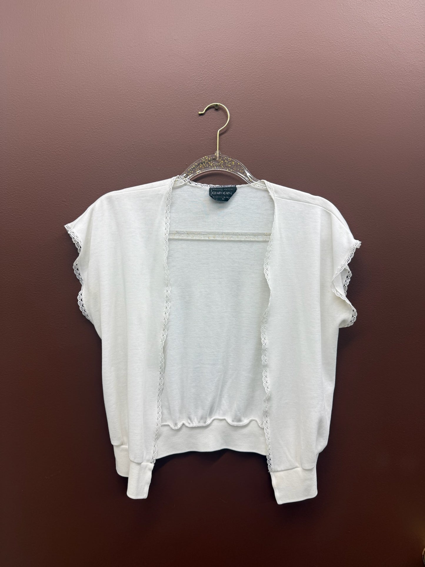 White Short Sleeve Cardigan