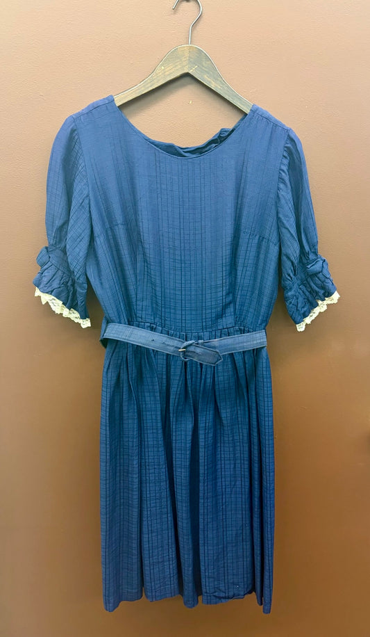 Navy Ruffle Sleeve Dress