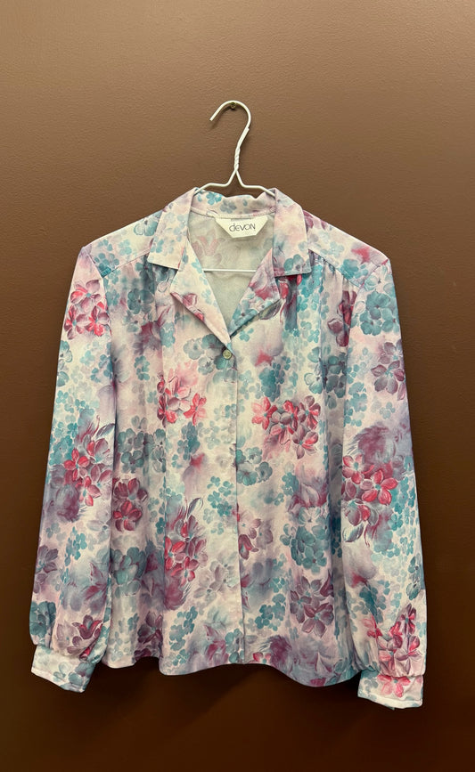 Lavender Watercolor Floral Blouse